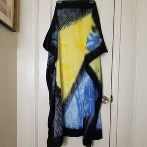 FIDAN 45 inch square black yellow blue scarf